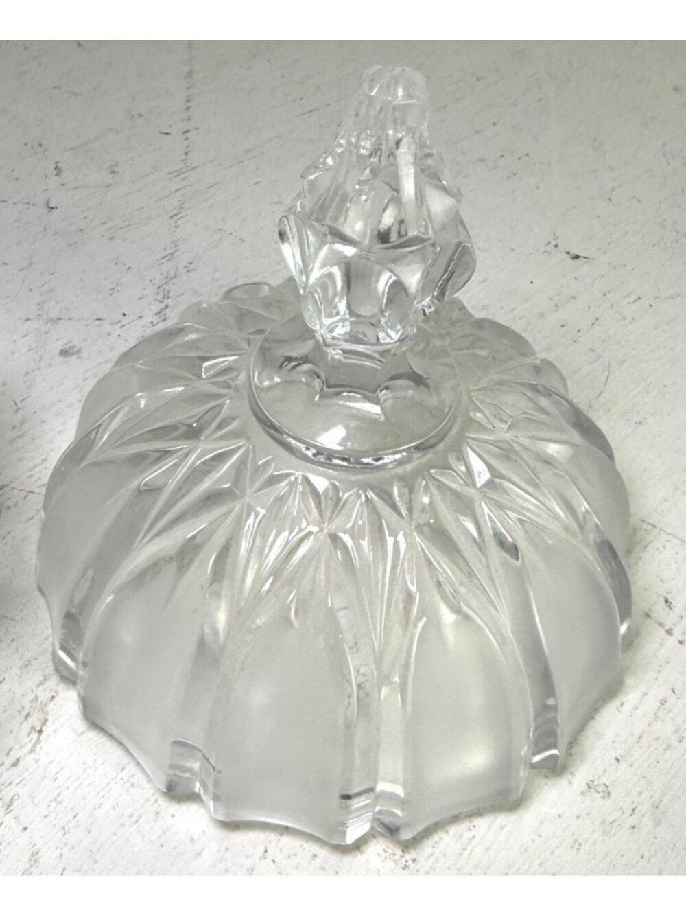Vintage Frosted & Clear Glass Covered Candy Dish Ornate Lid Pedestal Base - Picture 7 of 11